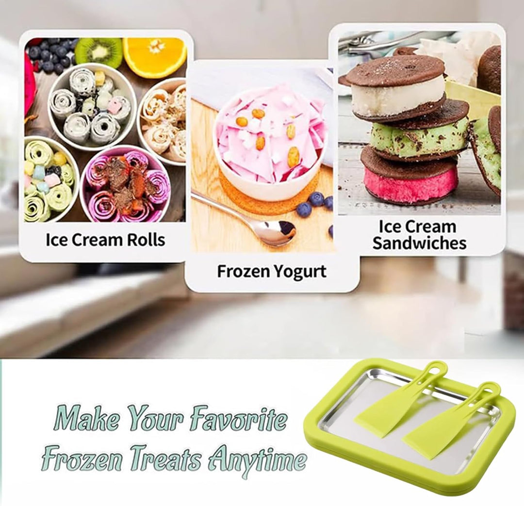 Eiscreme-Rollmaschine mit 2 Schabern, 26 x 21 cm, gefrierbar, für sofortige DIY-Eiscreme, Rollen, fü