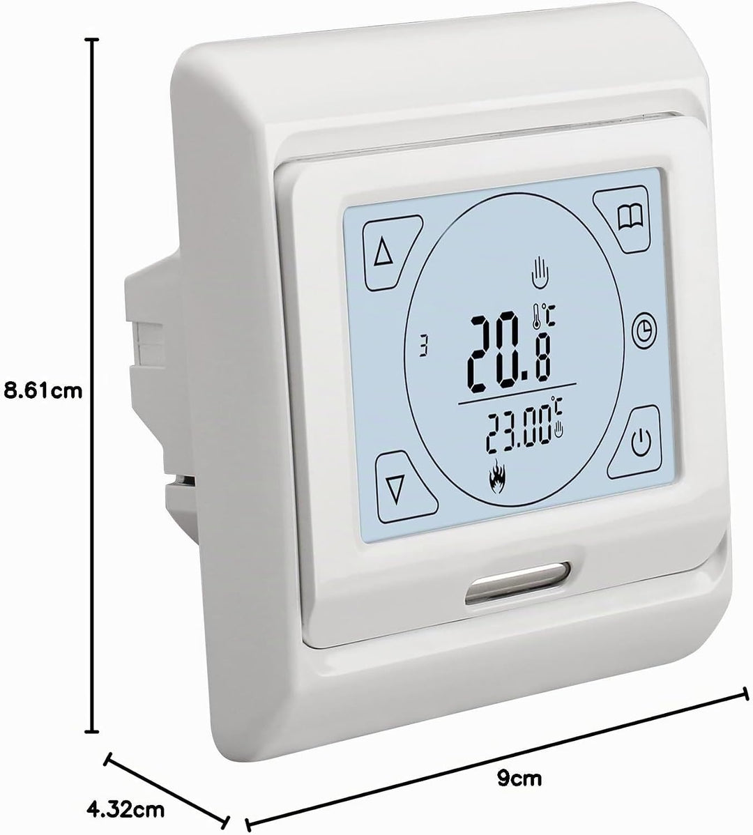 Wengart Digital Raumthermostat mit Touchscreen für elektrische Heizungen WG809,Unterputz Montage Woc