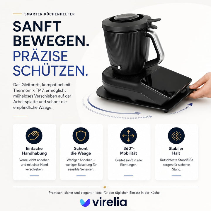 Virelia Gleitbrett für Thermomix TM7 – Hochwertige Acryl Unterlage – Slider Zubehör schont die empfi