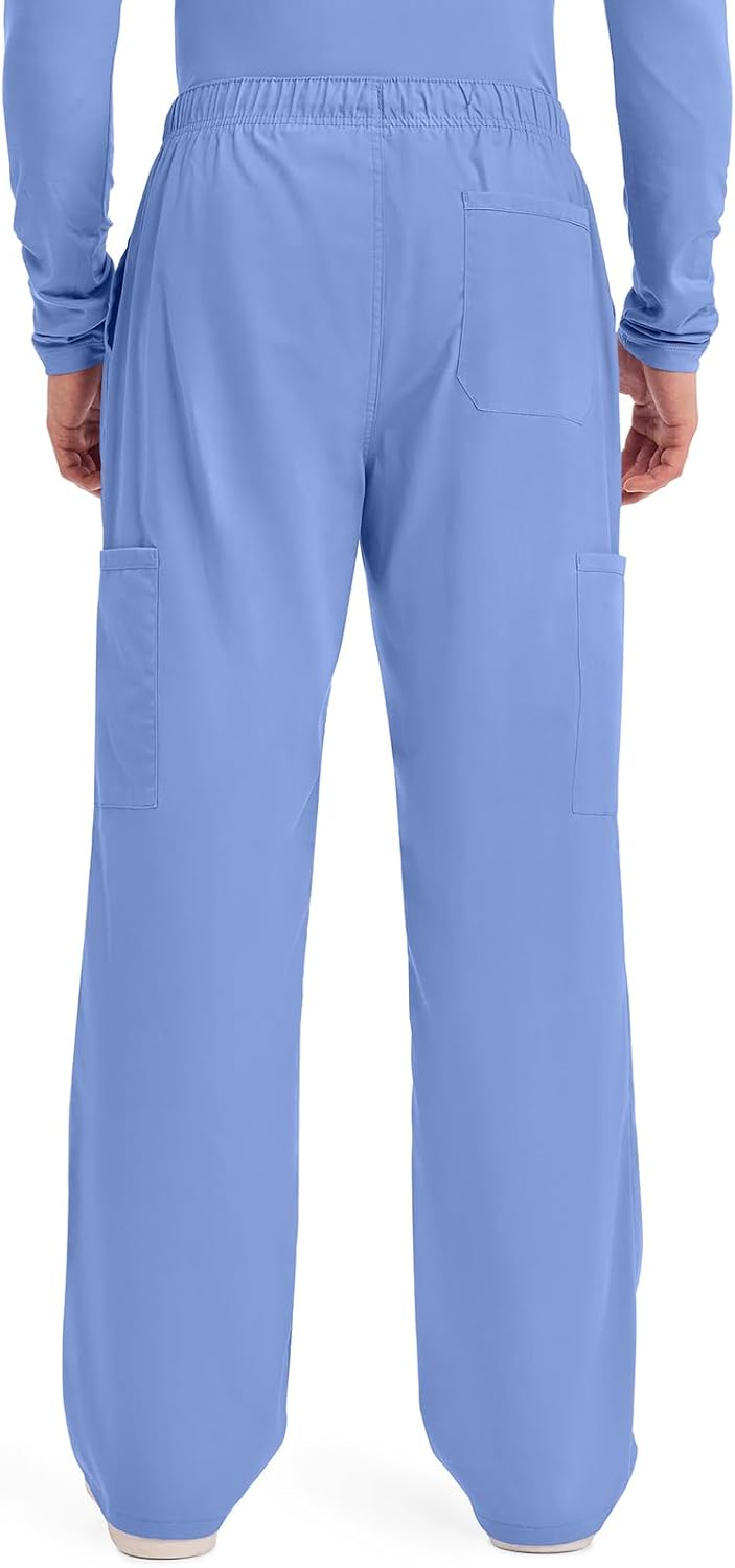 Workwear Professionals Men Scrubs Pant Tapered Leg Fly Front Cargo WW190 M Ciel Blue, M Ciel Blue
