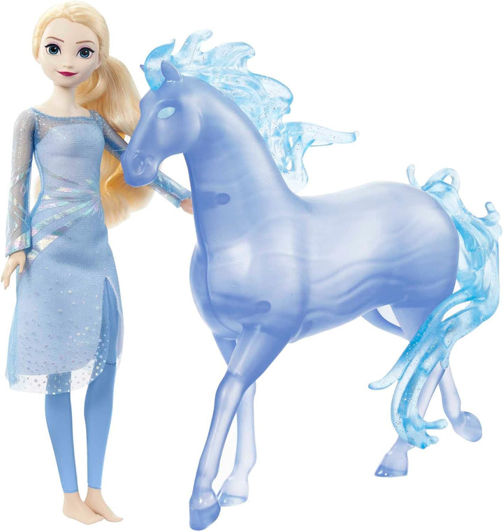 Disney Die Eiskönigin Spielzeug, Elsa-Modepuppe mit Wasserfigur Nokk in Pferdeform, inspiriert durch