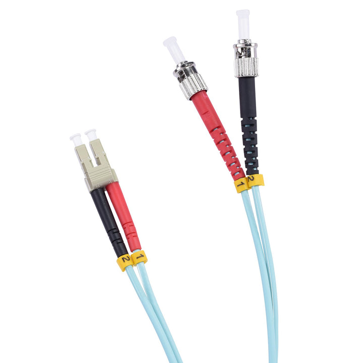 TPFNet Premium 50m LWL Glasfaser Fiber Patchkabel ST/LC OM3 Duplex Multimode 50/125µm 10 Gigabit/s 5