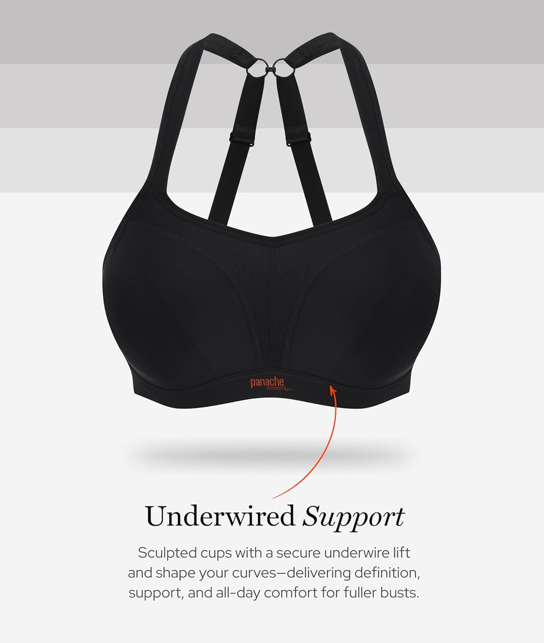 Panache Damen Sport-BH 36HH Schwarz, 36HH Schwarz