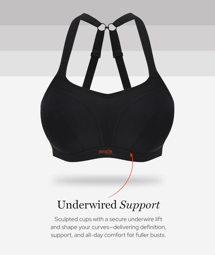 Panache Damen Sport-BH 36HH Schwarz, 36HH Schwarz