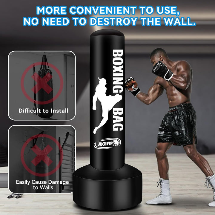 YORWHIN Boxsack Erwachsene 180cm, Aufblasbare Boxsack Stehend Freistehende Kickboxsäcke Ausrüstung f