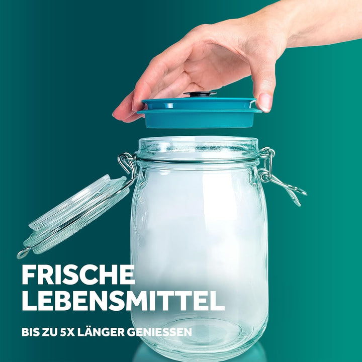Airtender Vakuumdeckel-Set inkl. Pumpe für Einmachgläser – Frische Lebensmittel bis zu 5x länger gen