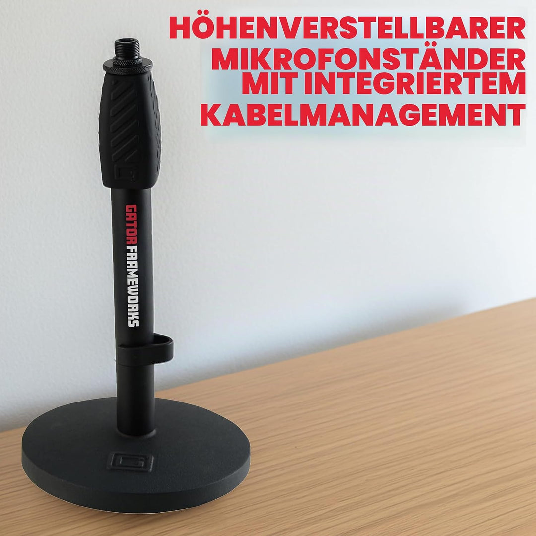 Gator Frameworks Deluxe Desktop Tisch Mikrofonständer mit einstellbarer Höhe, schwarz (GFW-MIC-0601)