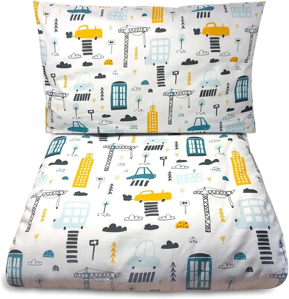 Balbina Kinder Baby-Bettwäsche-Set für Jungen Gelb Motiv 100 x 135 cm Deckenbezug 40 x 60 Kissenbezu