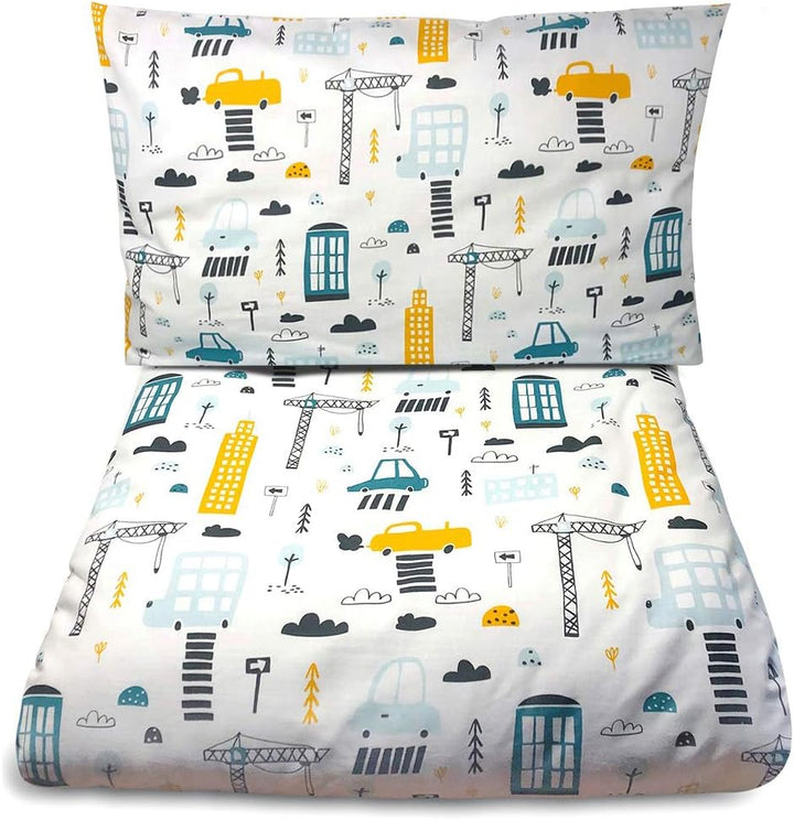 Balbina Kinder Baby-Bettwäsche-Set für Jungen Gelb Motiv 100 x 135 cm Deckenbezug 40 x 60 Kissenbezu