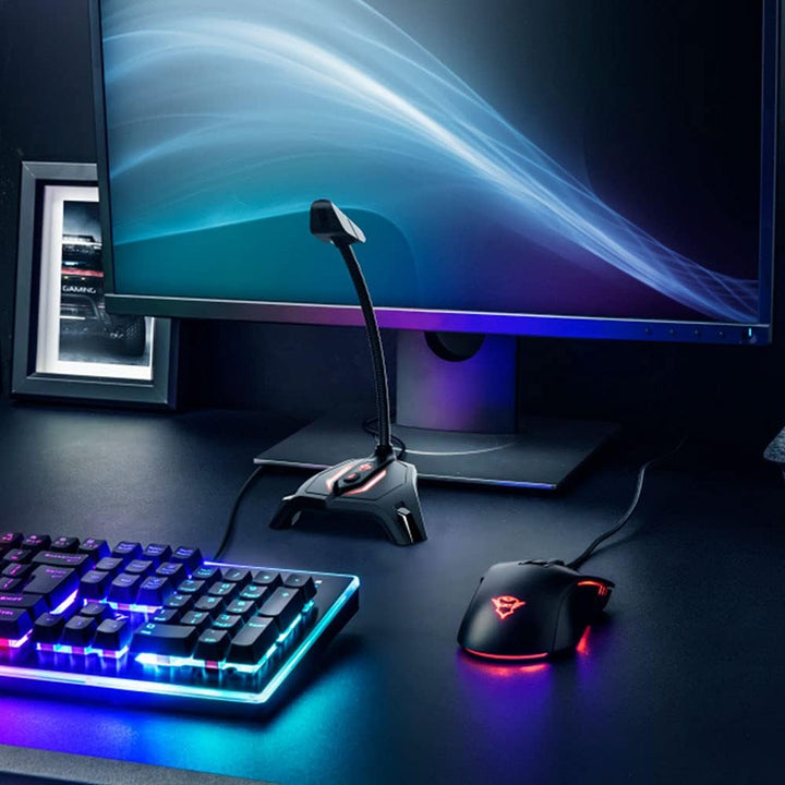 Trust Gaming GXT 215 Zabi USB Mikrofon für Streaming, Kompaktes Format, Gaming-Mikrofon mit LED-Bele