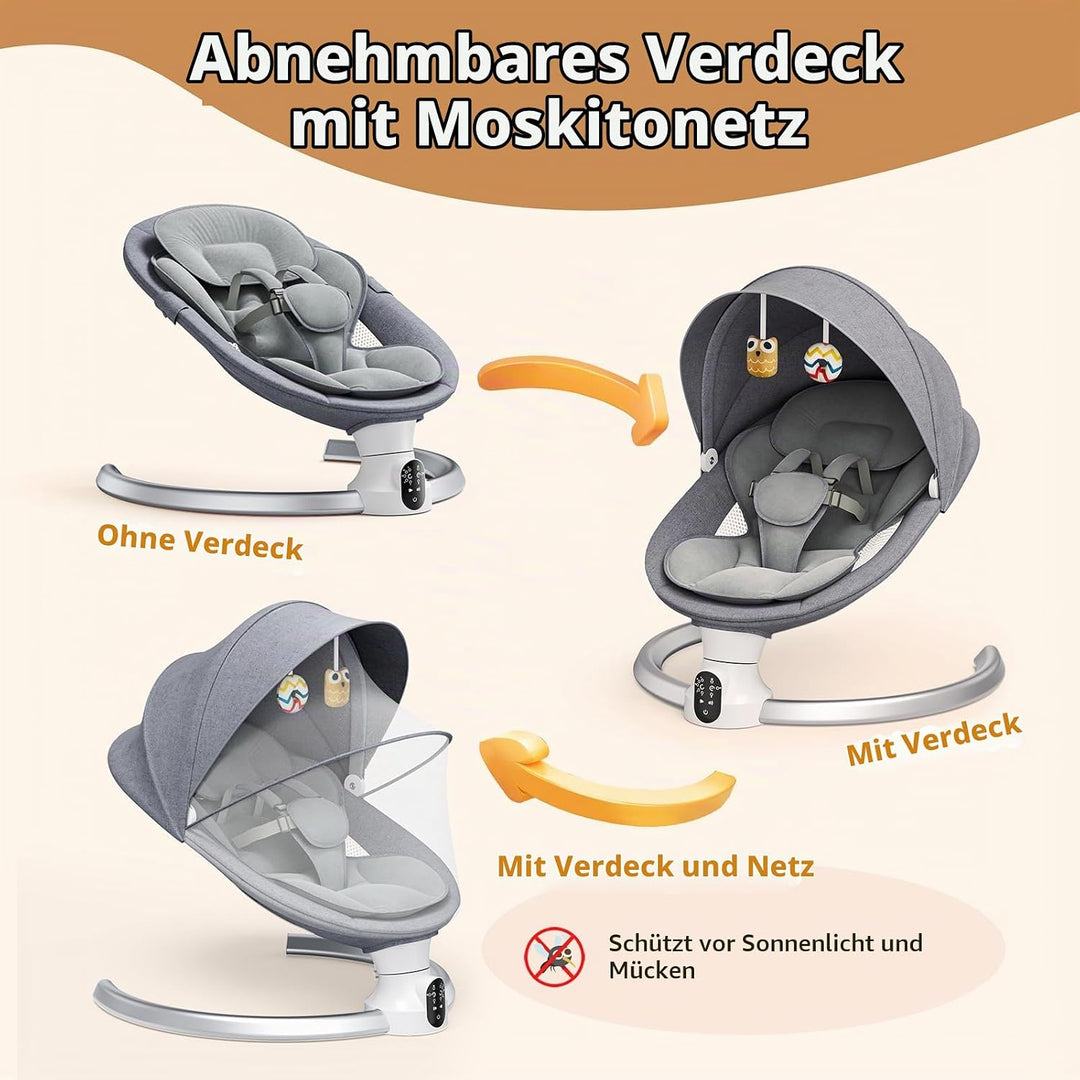 Kotsy Babywippe Elektrisch mit Anpassung der APP-Steuerung,Babyschaukel elektrisch mit 5 Natürlichen