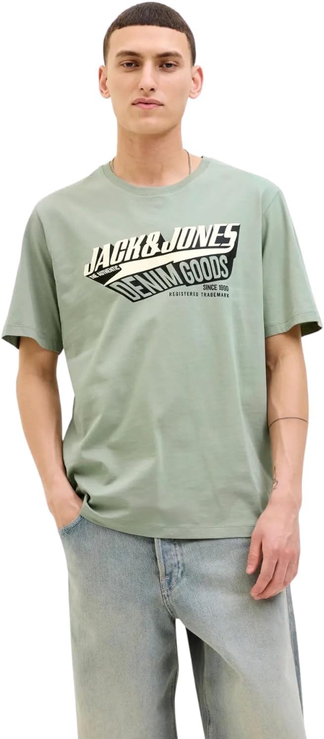 JACK &amp; JONES Herren 5er-Set T-Shirts in verschiedenen Styles, Prints und Farben aus Baumwolle S Regu