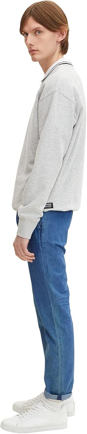 TOM TAILOR Herren Josh Regular Slim Hose im Jeans-Look 33W / 34L 10113 - Clean Mid Stone Blue Denim,