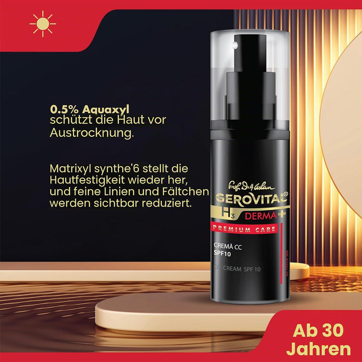 CC Creme mit Lichtschutzfaktor 10 für das Gesicht, an die Haut anpassbarer Farbton, spendet Feuchtig
