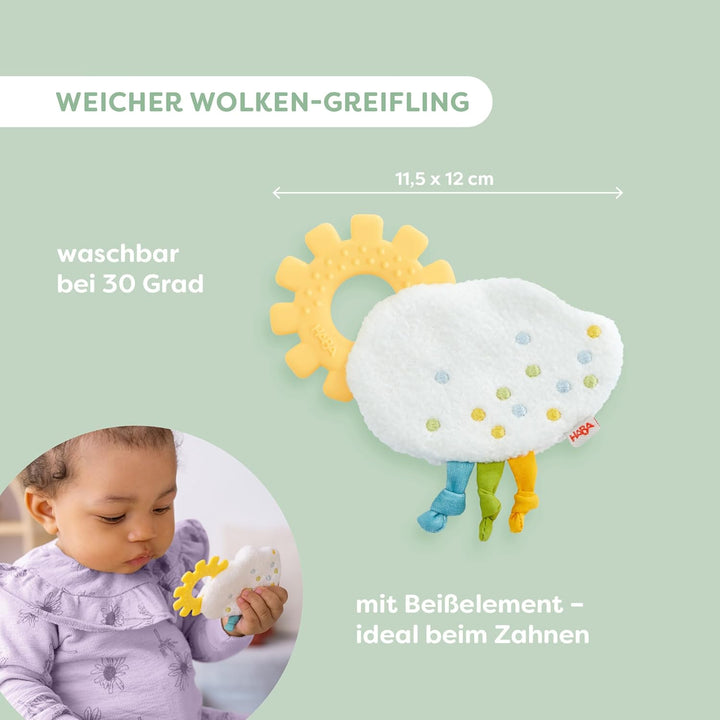 HABA Baby-Spiel-Set Gans 3-in-1 – Geschenkset mit Greifling, Knisterbuch & Schmusetuch, Sinnesspielz