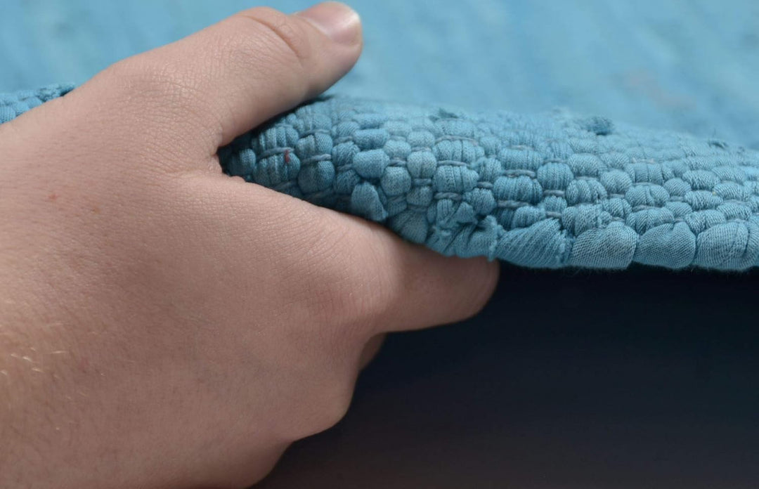 Theko | Dhurry Teppich aus 100% Baumwolle Flachgewebe Teppich Happy Cotton | handgewebt | Farbe: Tür