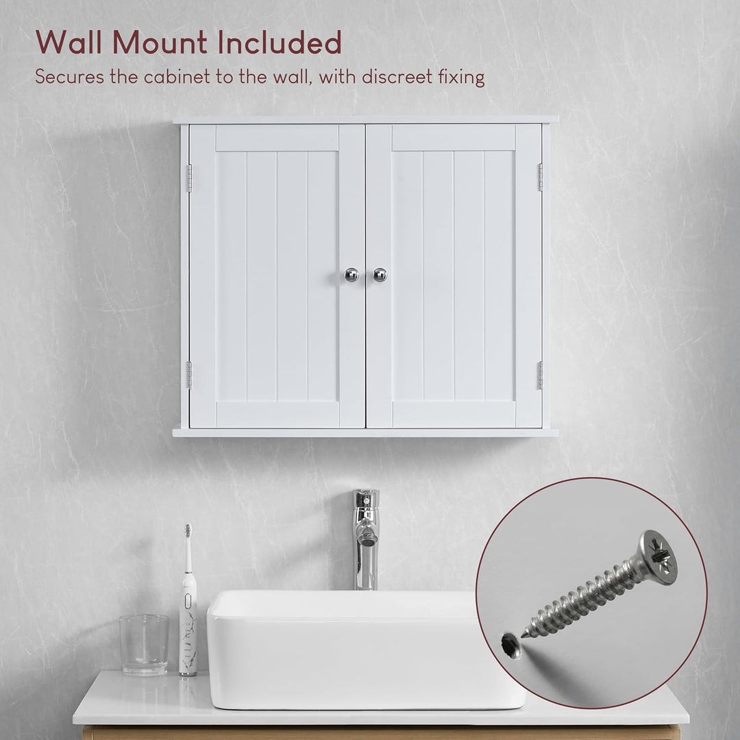 Bath Vida Badezimmerschrank, 2 Türen, Wandmontage, Holz, weiss 15 x 60 x 50 cm Wandmontierter Badezi