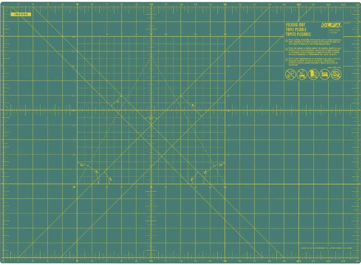 Olfa Schneidematte : Faltbare: A2, Vinyl, Grün, 31x44x1 cm, 31x44x1 cm