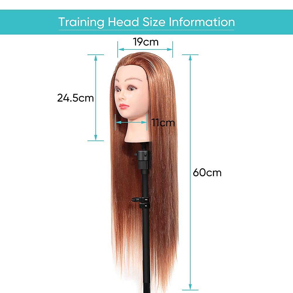 Trainingsköpfe,24'' Synthetische Haare Mannequin zum frisieren Kopf Friseur Trainingskopf Kosmetolog