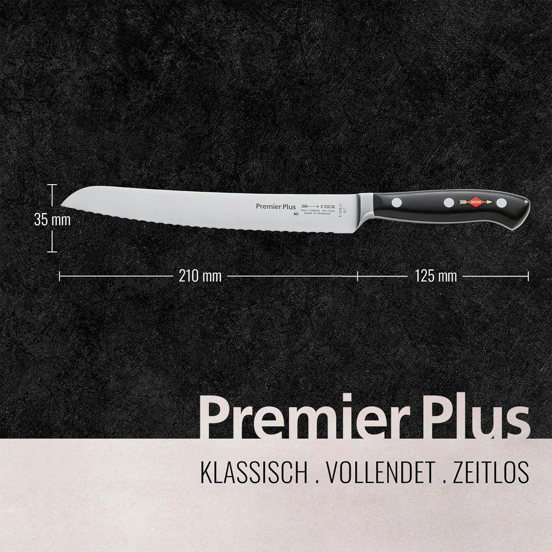 F. DICK Brotmesser, Sägemesser, Premier Plus (Messer mit Klinge 21 cm, X50CrMoV15 Stahl, nichtrosten