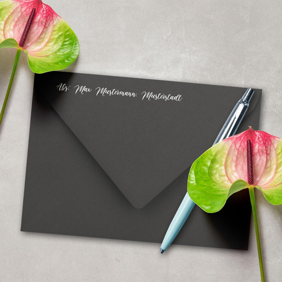 Briefumschläge in Anthrazit-Grau/Dunkelgrau - 150 Stück - DIN C5 Kuverts 22,0 x 15,4 cm - Nassklebun