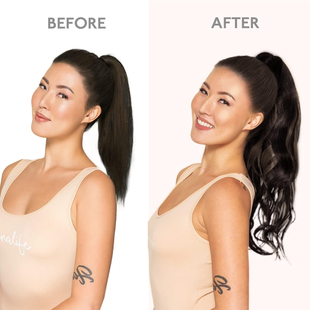 WENNALIFE Ponytail Extension, 55cm 80g Helles Dunkel Braun Pferdeschwanz Haarteil Ponytail Extension