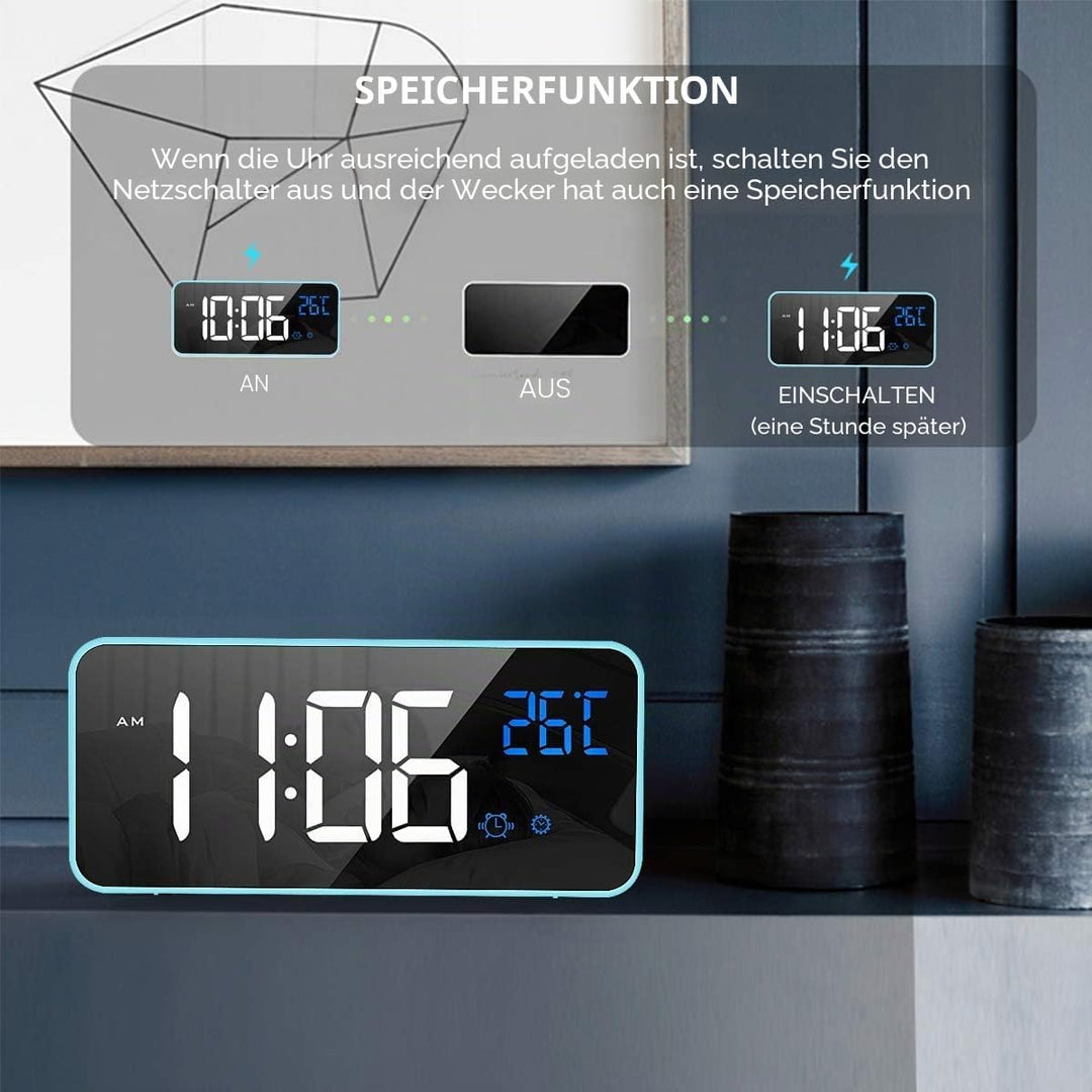 HOMVILLA Wecker, Wecker Digital mit Grosse LED Temperaturanzeige, Digitaler Wecker mit Dual Alarm, S
