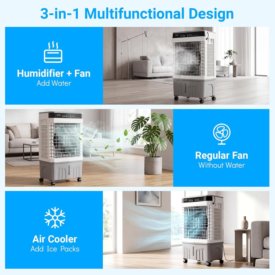 COSTWAY Luftkühler mit Wasserkühlung, mobile Klimaanlage ohne abluftschlauch leise, Kühlventilator m