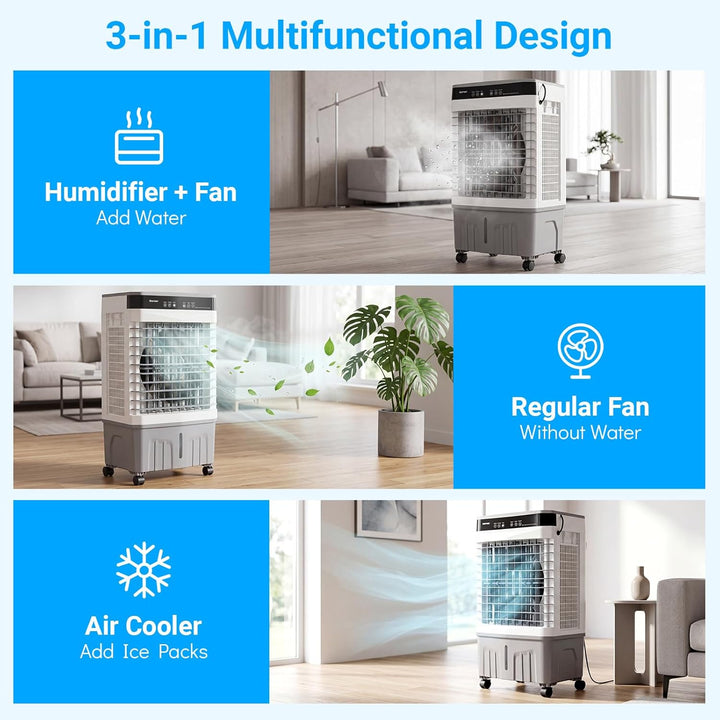 COSTWAY Luftkühler mit Wasserkühlung, mobile Klimaanlage ohne abluftschlauch leise, Kühlventilator m