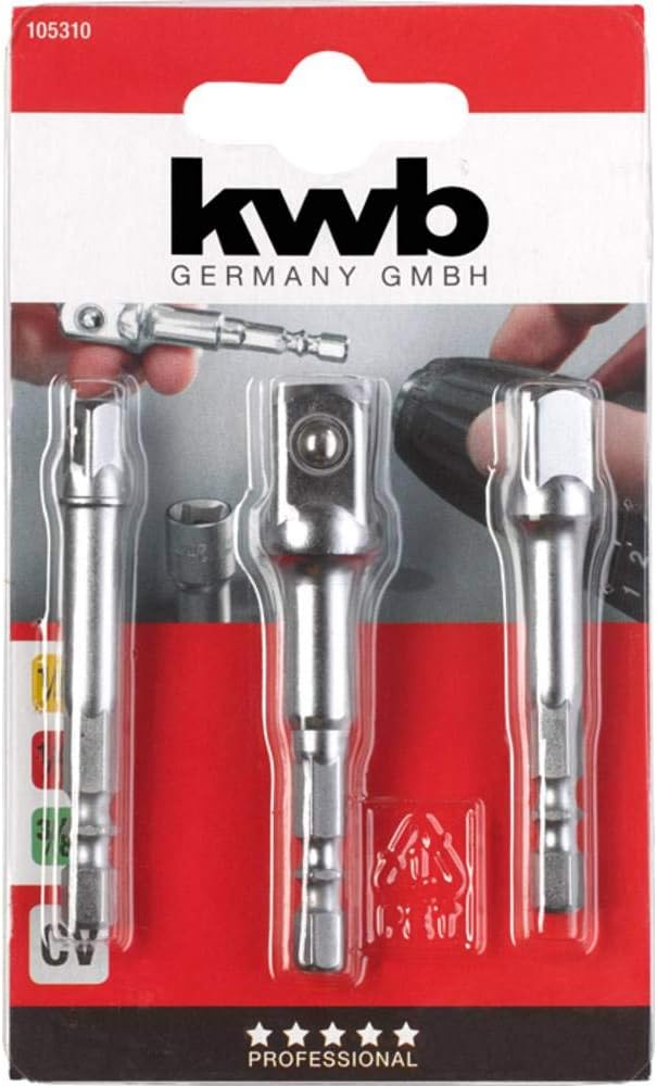 kwb Steckschlüssel Adaptersatz 3-teilig - Hochwertige Chrom-Vanadium-Stahl Adapter für Stecknüsse -