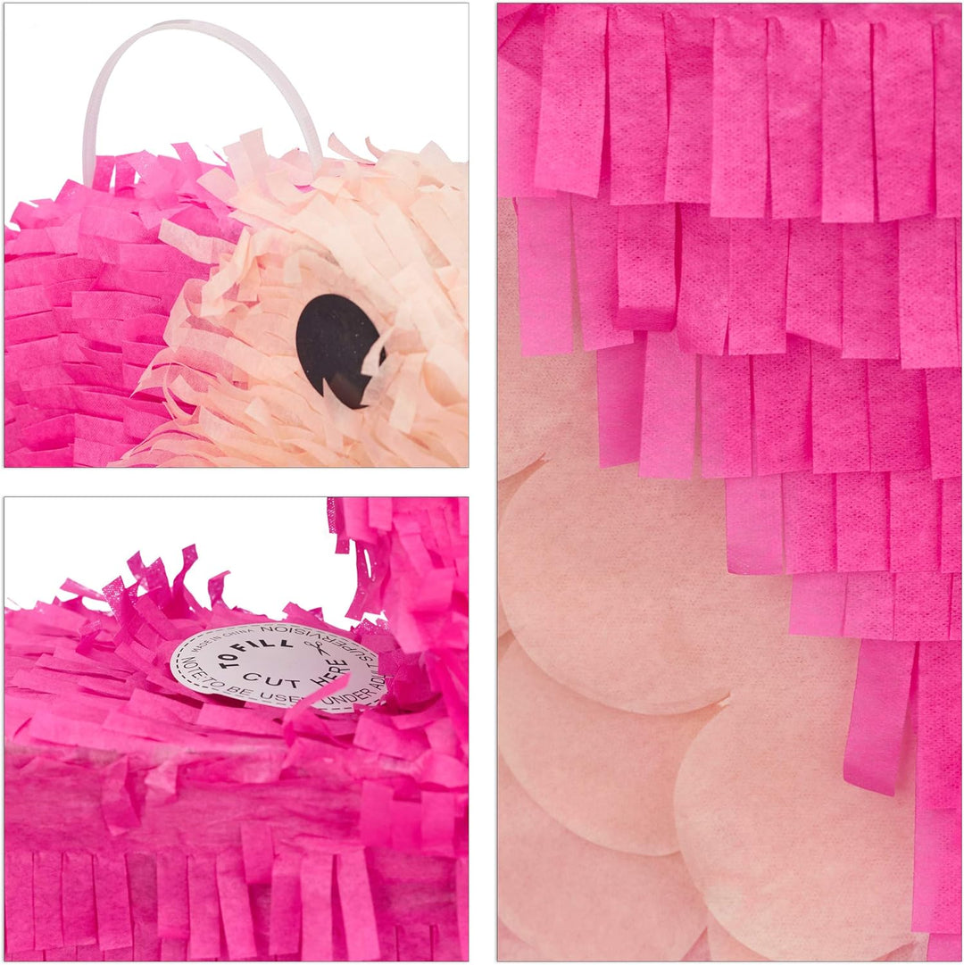 Relaxdays 4er Set Pinata Flamingo, zum Aufhängen, Kinder, Mädchen, Geburtstag, zum Befüllen, HxBxT: