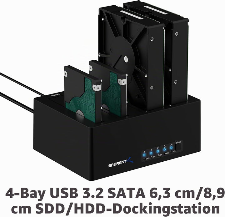 SABRENT 4 Bay SSD/HDD 2,5/3,5 Zoll Docking Station, festplatten gehäuse, USB 3.2 Gen1 offline Klonst