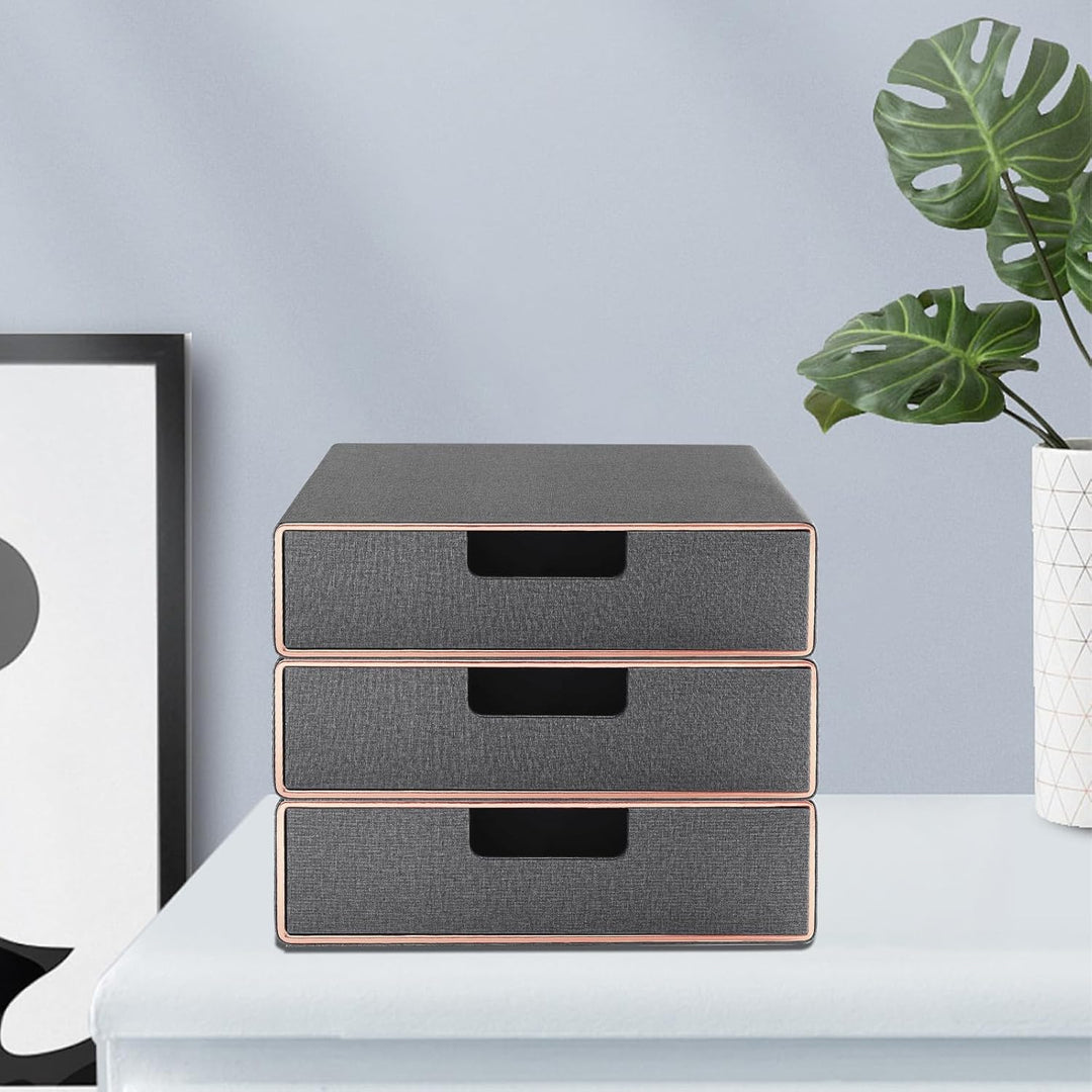 Schreibtisch-Schubladenbox mit geschlossenem A4-Fach, PU-Leder-Schubladenbox, Schmuck-Organizer, Kos