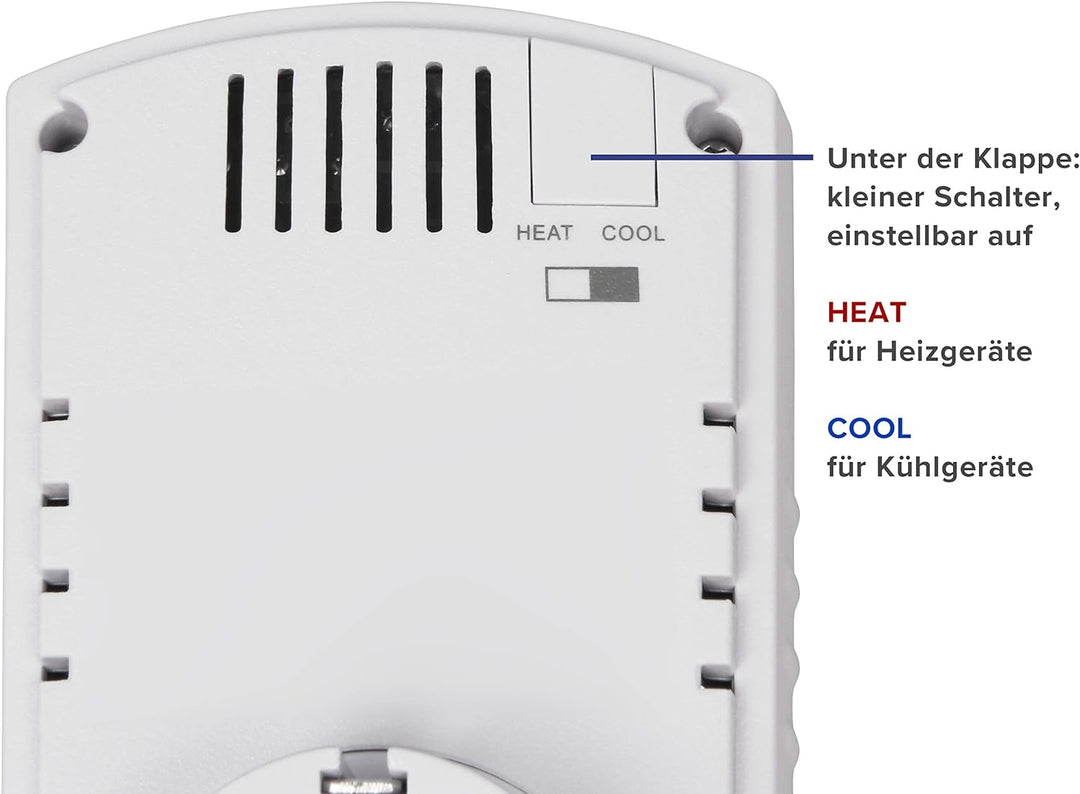 Analoges Steckdosen Thermostat 230V mit externem Fühler und langem Kabel, Zur Steuerung für Heiz und