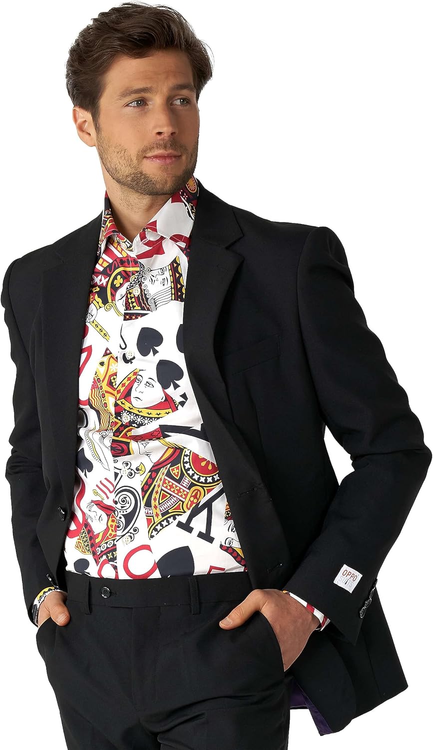 OppoSuits Herrenhemd – Hemd mit Knöpfen – schmale Passform – Lange Ärmel, Shirt Ls King Of Clubs