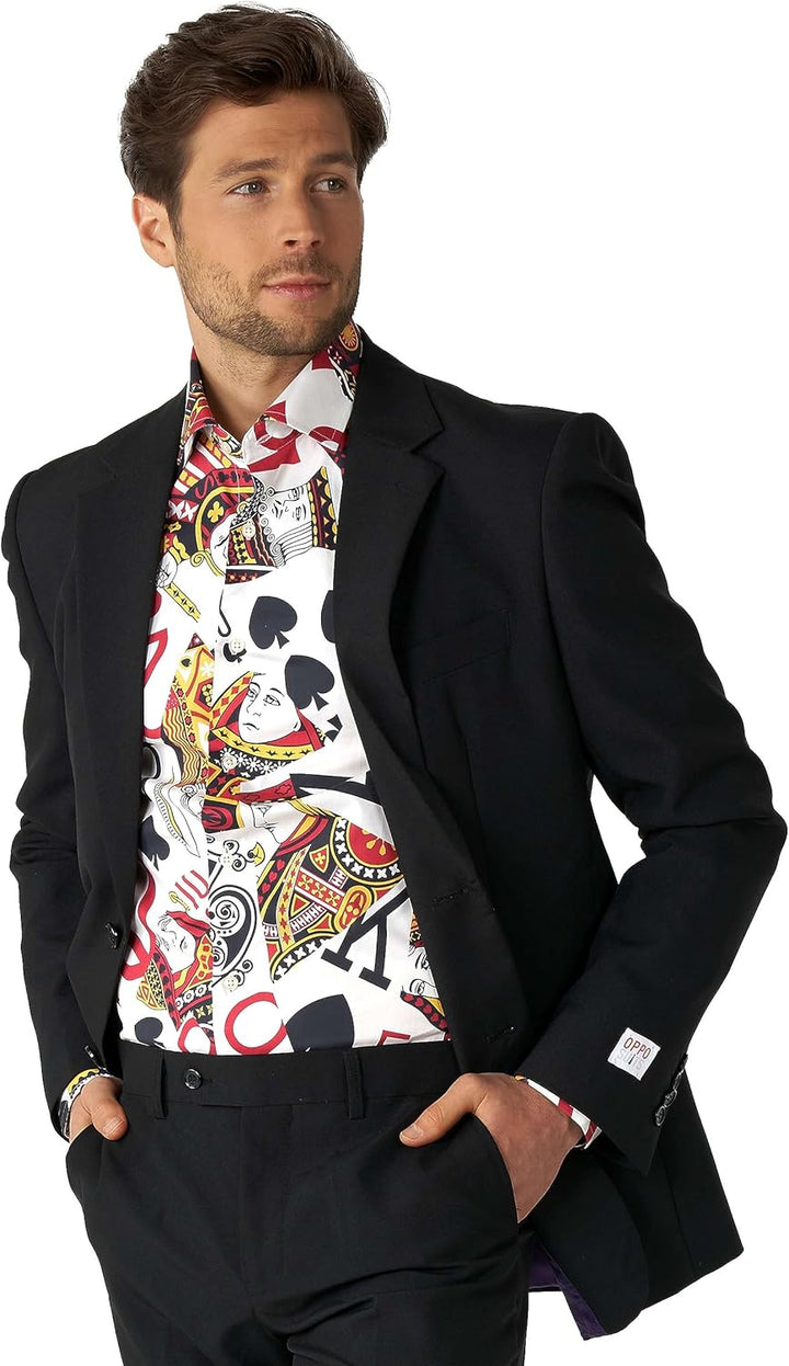 OppoSuits Herrenhemd – Hemd mit Knöpfen – schmale Passform – Lange Ärmel, Shirt Ls King Of Clubs