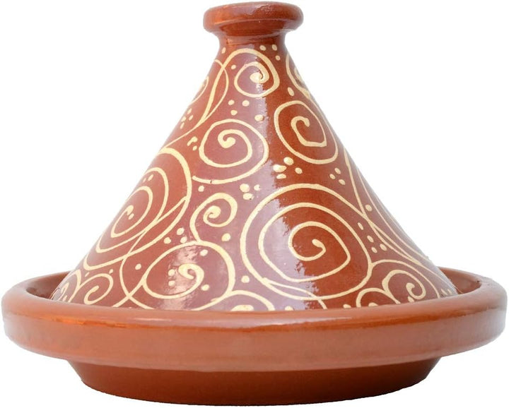 Marokkanische Tajine, Rund, Ø 30 cm, glasiert zum Kochen für 4-5 Personen, Tontopf, Gartopf, Schmort