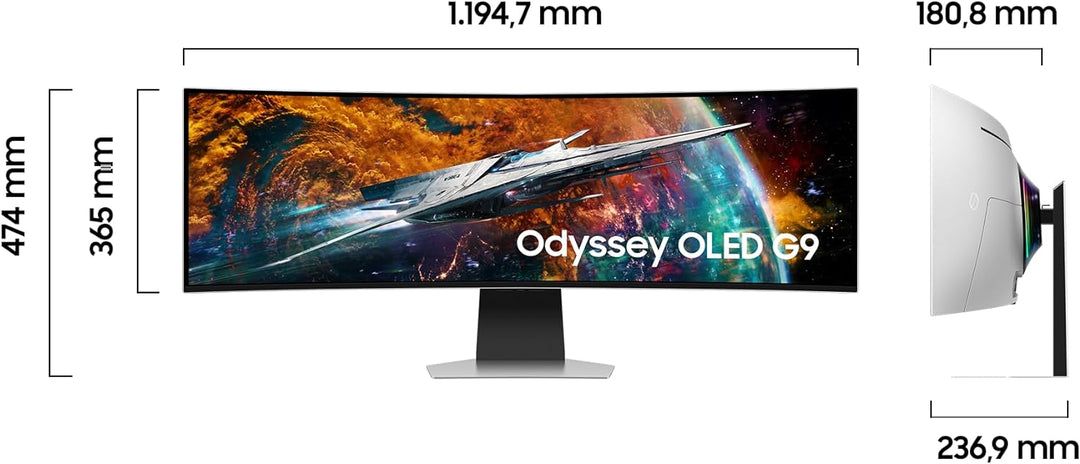 Samsung Odyssey OLED G9 Curved Gaming Monitor G95SC, 49 Zoll, QD-OLED-Panel, 5.120 x 1.440 Pixel, Bi