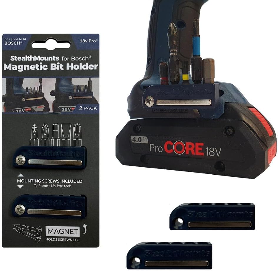 StealthMounts Bosch 18v Schwarz magnetischer Bit-Halter | Bit Organizer für Bohrer | Idealer Bit-Hal