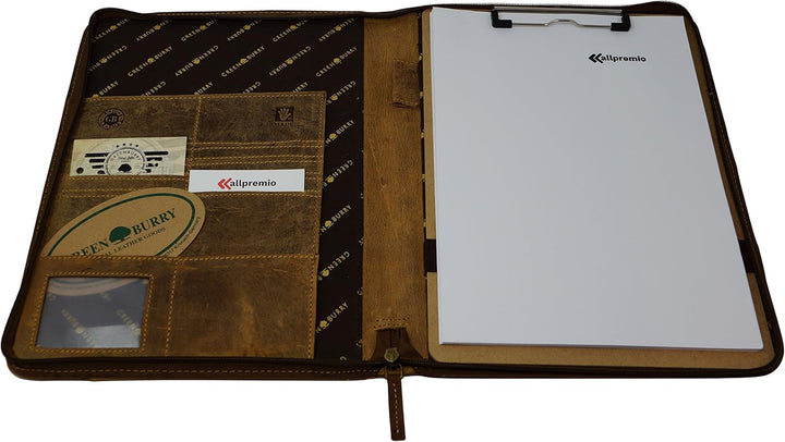 Greenburry Vintage Manager Schreibmappe Leder A4, Braun + Block & Klemme,, Braun + Block & Klemme