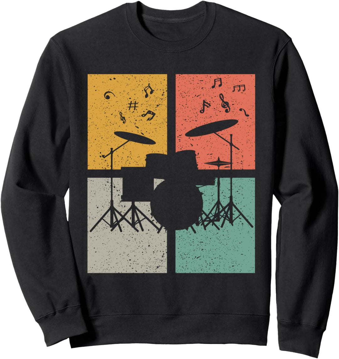 Vintage Drummer Schlagzeug Retro Musiknoten Schlagzeuger Sweatshirt
