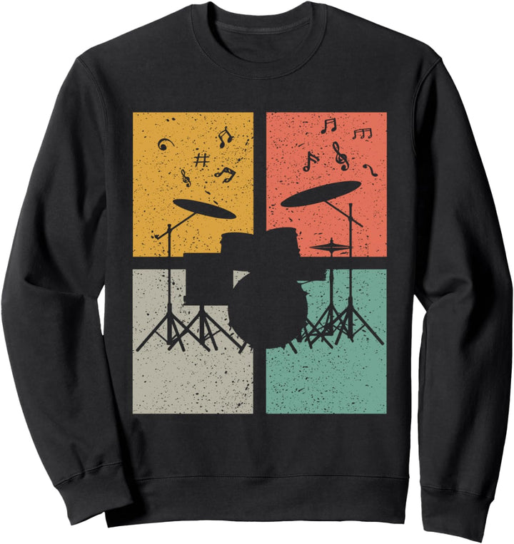 Vintage Drummer Schlagzeug Retro Musiknoten Schlagzeuger Sweatshirt