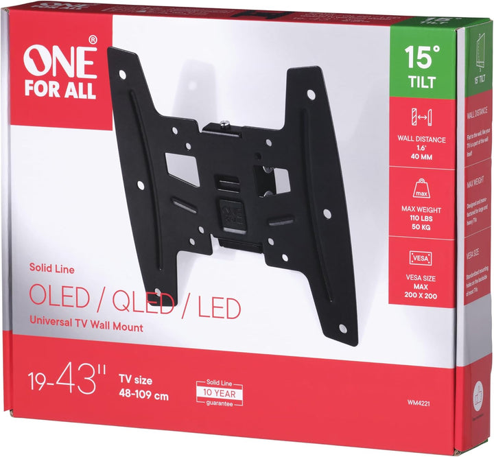 One For All TV-Wandhalterung - Neigbar Fernseher Halterung - Curved 4K OLED QLED LED Flachbildfernse