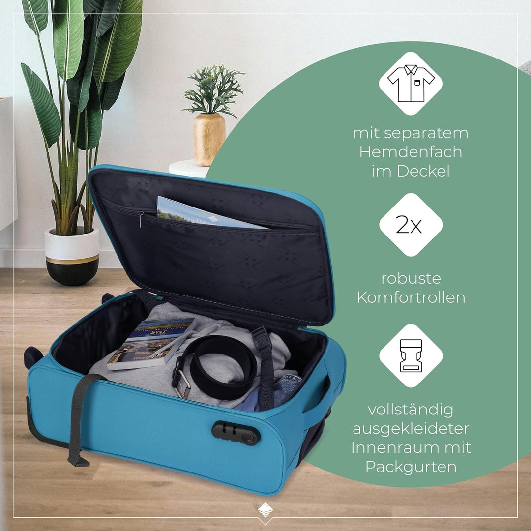 travelite 2 Rad Handgepäck Koffer mit Schloss erfüllt IATA Bordgepäck Mass, Gepäck Serie CABIN: Komp