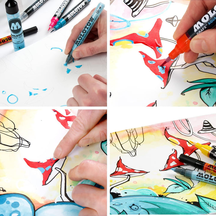 Molotow Masking Liquide Pump Marker 2 mm (Stift mit Maskierflüssigkeit, rückstandslos entfernbar, fü