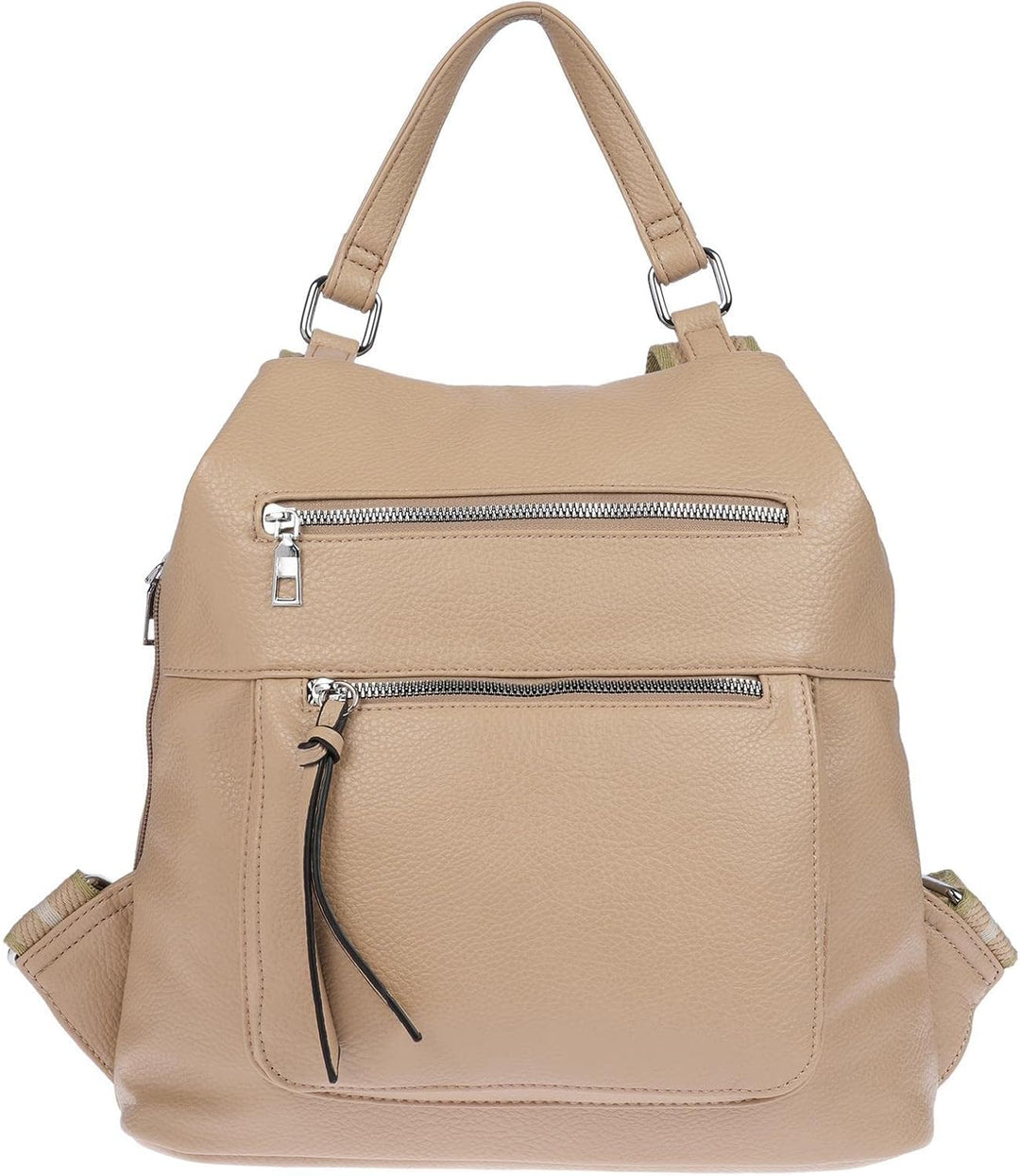 Christian Wippermann grosser Damen City Rucksack Tasche Body Bag Leder Optik Schultertasche Khaki, K