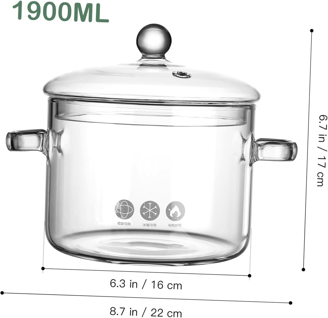 Cabilock Blumentöpfe Auflaufform Koreanischer Nudel - Kochtopf mit Deckel Glaskochtopf Pfanne mit De