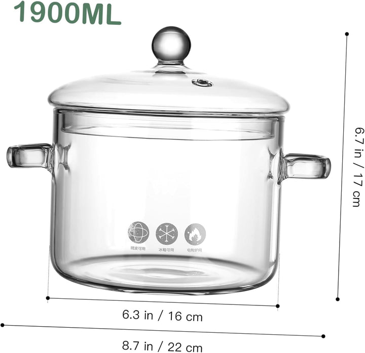 Cabilock Blumentöpfe Auflaufform Koreanischer Nudel - Kochtopf mit Deckel Glaskochtopf Pfanne mit De