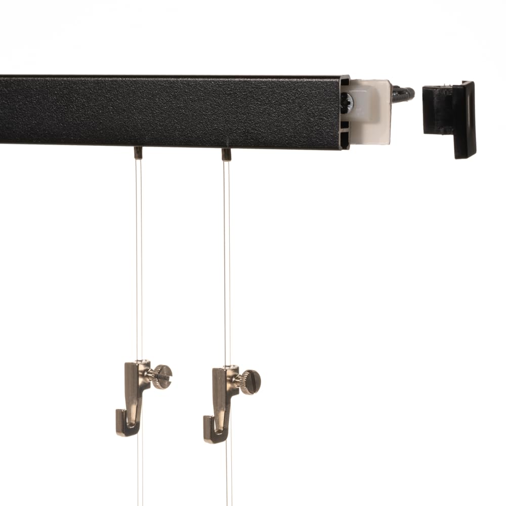 2 Meter (1 x 2m) SOFT-RAIL® Bilderschienen Set BUDGET (M), Schwarz Feinstruktur, versch. Längen und