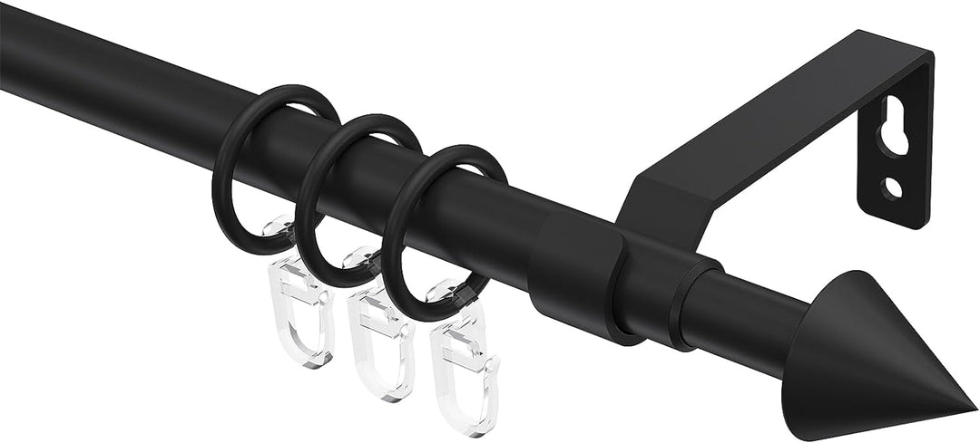 Interdeco Gardinenstangen ausziehbar (2 Sets) in Schwarz 13/16 mm Ø Favorit Cone, 70-120 cm